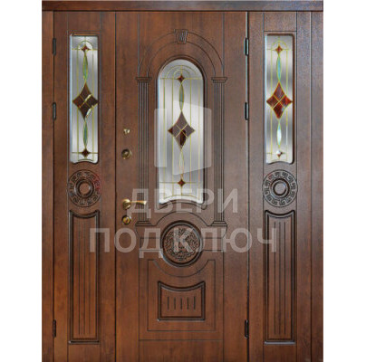 Витражная дверь с филенчатым МДФ ДПК-12051